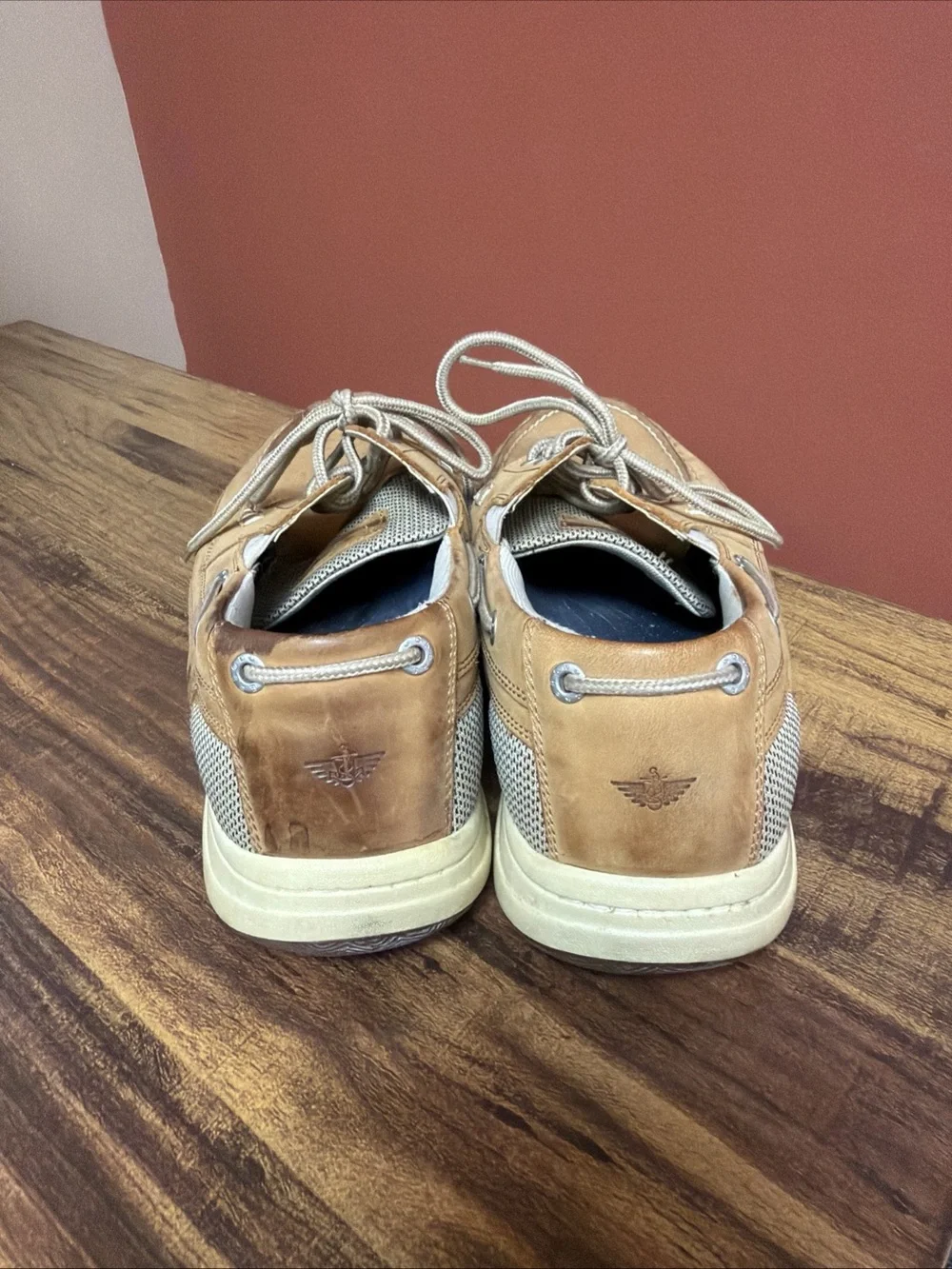 Dockers Beacon Loafers Men's US 11 W Tan Brown Leather Lace Up Boat Shoes